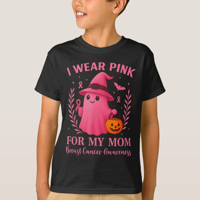 I Wear Nk For My Mom Breast Cancer Halloween Kid W T-Shirt (Vorderseite)