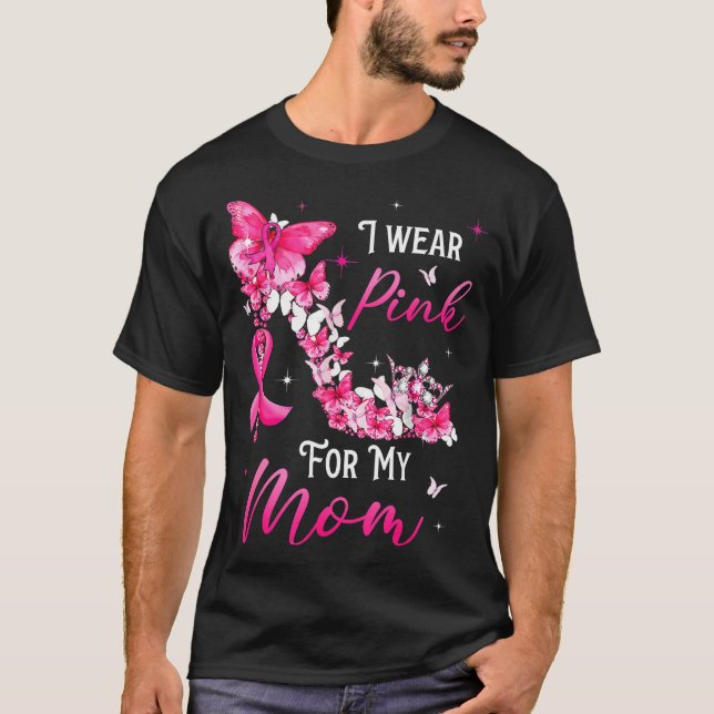 I Wear Nk For My Mom Breast Cancer Ribbon Suprt Gi T-Shirt (Vorderseite)