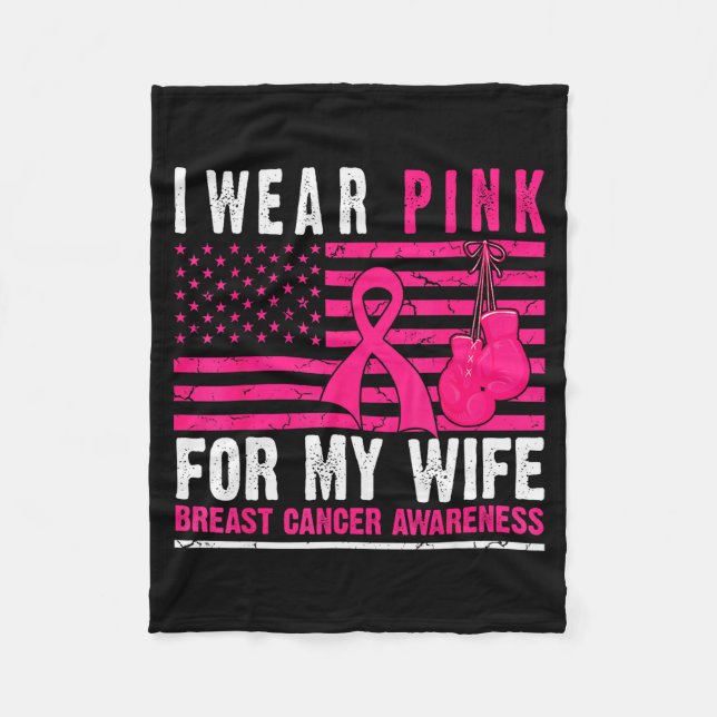 I Wear Nk For My Wife Breast Cancer Husband Cancer Fleecedecke (Vorderseite)