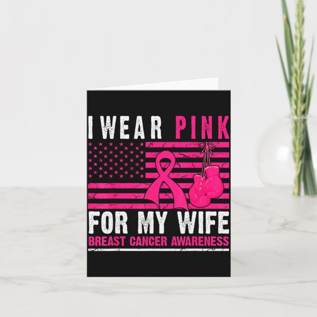 I Wear Nk For My Wife Breast Cancer Husband Cancer Karte (Vorderseite)