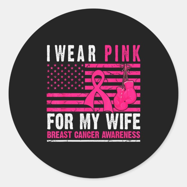 I Wear Nk For My Wife Breast Cancer Husband Cancer Runder Aufkleber (Vorderseite)