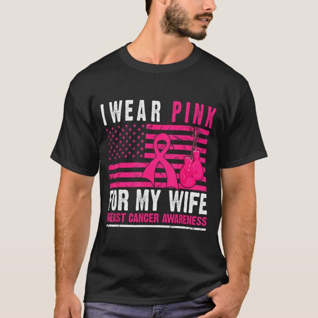 I Wear Nk For My Wife Breast Cancer Husband Cancer T-Shirt (Vorderseite)