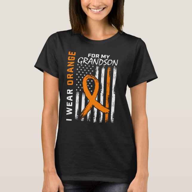 I Wear Orange For My Grandson Leukemia Awareness F T-Shirt (Vorderseite)