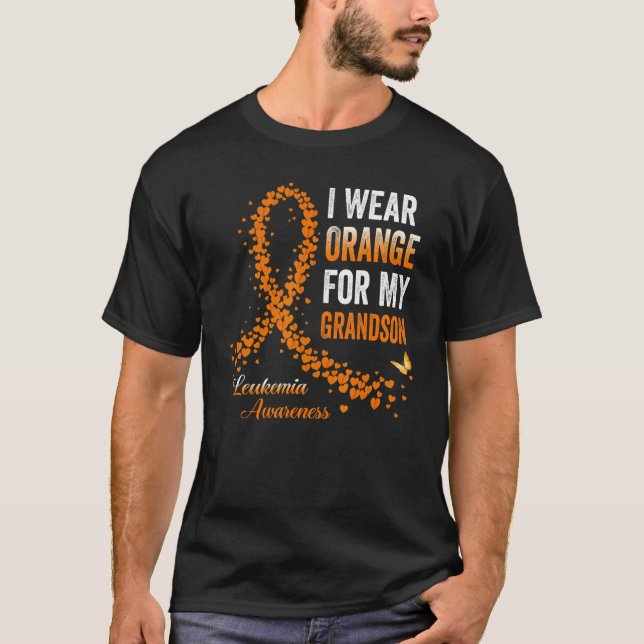 I Wear Orange For My Grandson Leukemia Awareness R T-Shirt (Vorderseite)