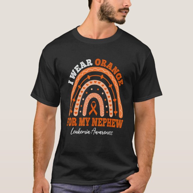 I Wear Orange Ribbon For Nephew Leukemia Awareness T-Shirt (Vorderseite)