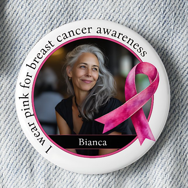 I Wear Pink for Breast Cancer Awareness Button (Von Creator hochgeladen)