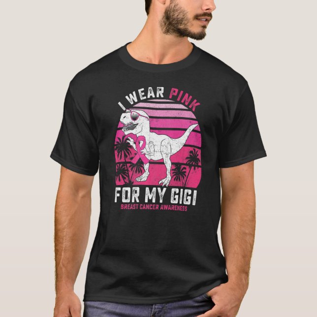 I Wear Pink For My Gigi Rex Dinosaur Ribbon Toddle T-Shirt (Vorderseite)