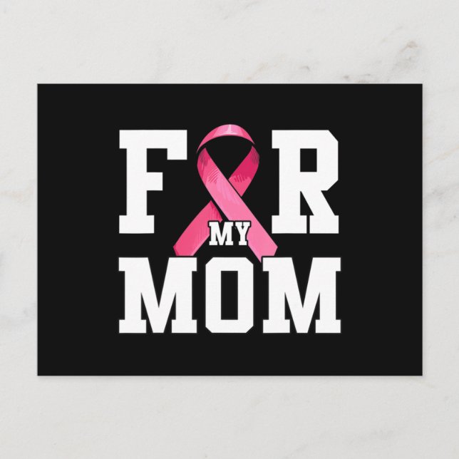 I Wear Pink For My Mom Pink Ribbon Breast Cancer A Postkarte (Vorderseite)