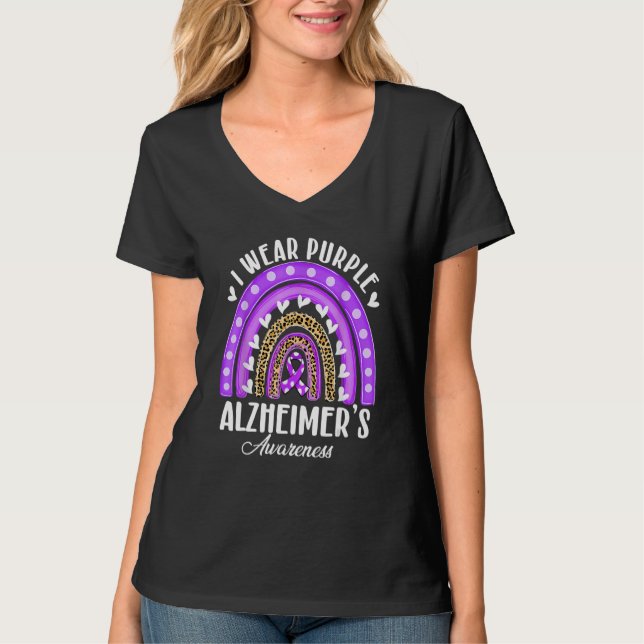I Wear Purple for Alzheimer's Awareness Heart Rain T-Shirt (Vorderseite)