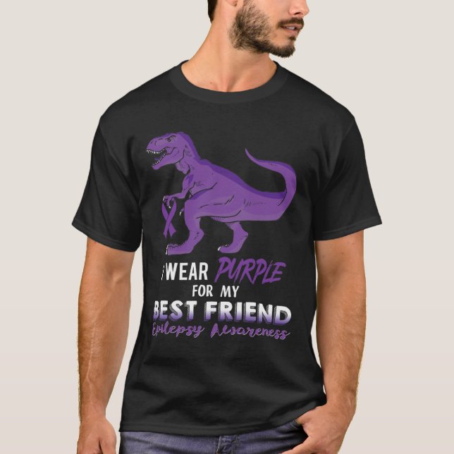 I Wear Purple For Best Friend Dinosaur Epilepsy Aw T-Shirt (Vorderseite)