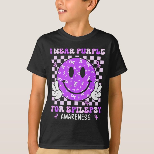 I Wear Purple For Elepsy Awareness Smile Face Emle T-Shirt (Vorderseite)