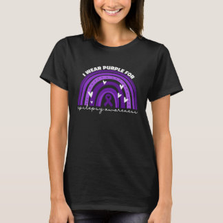 I Wear Purple For Epilepsy Awareness Purple Ribbon T-Shirt