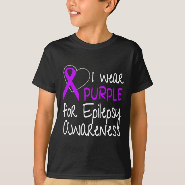 I Wear Purple For Epilepsy Awareness Ribbon  T-Shirt (Vorderseite)