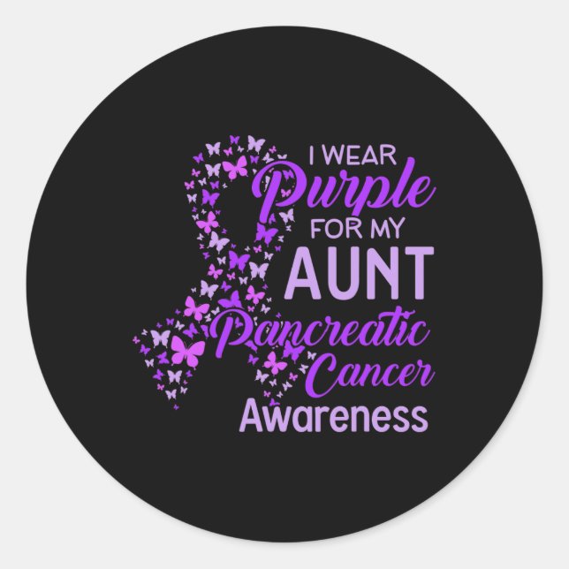 I Wear Purple For My Aunt Pancreatic Cancer Runder Aufkleber (Vorderseite)