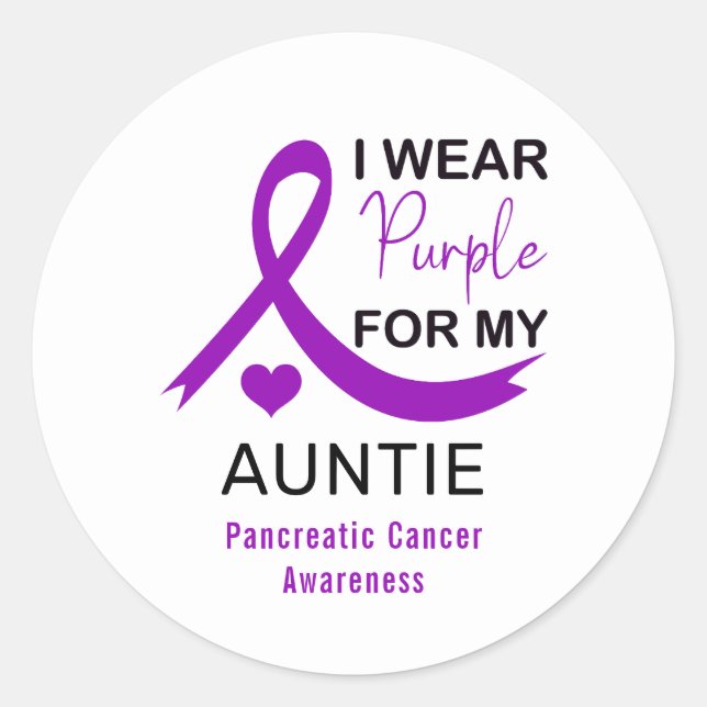 I Wear Purple For My Auntie Pancreatic Cancer Runder Aufkleber (Vorderseite)