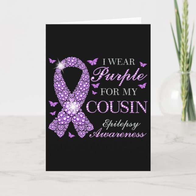 I Wear Purple For My Cousin Epilepsy Awareness Pur Karte (Vorderseite)