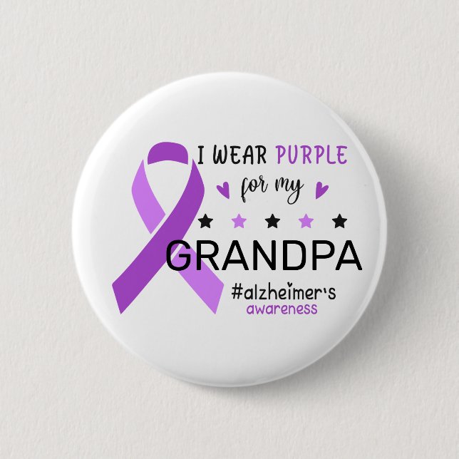I Wear Purple For My Grandma Alzheimer Awareness Button (Vorderseite)