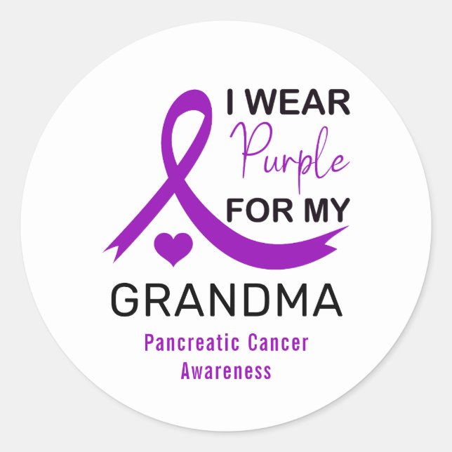 I Wear Purple For My Grandma Pancreatic Cancer Runder Aufkleber (Vorderseite)