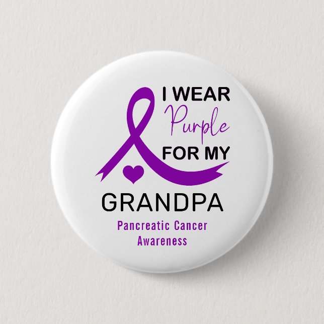 I Wear Purple For My Grandpa Pancreatic Cancer Button (Vorderseite)