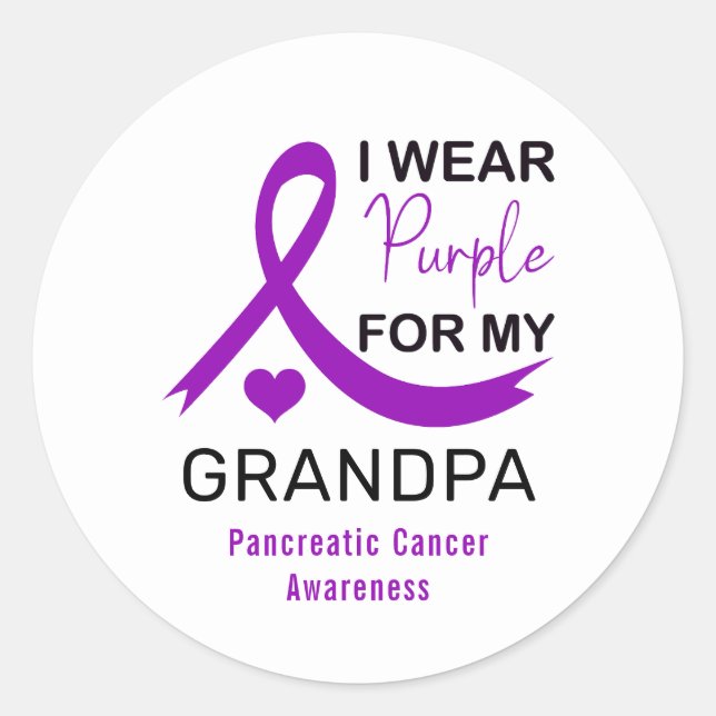 I Wear Purple For My Grandpa Pancreatic Cancer Runder Aufkleber (Vorderseite)
