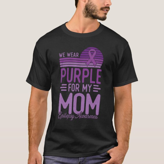 I Wear Purple For My Mom Epilepsy Awareness Retro T-Shirt (Vorderseite)