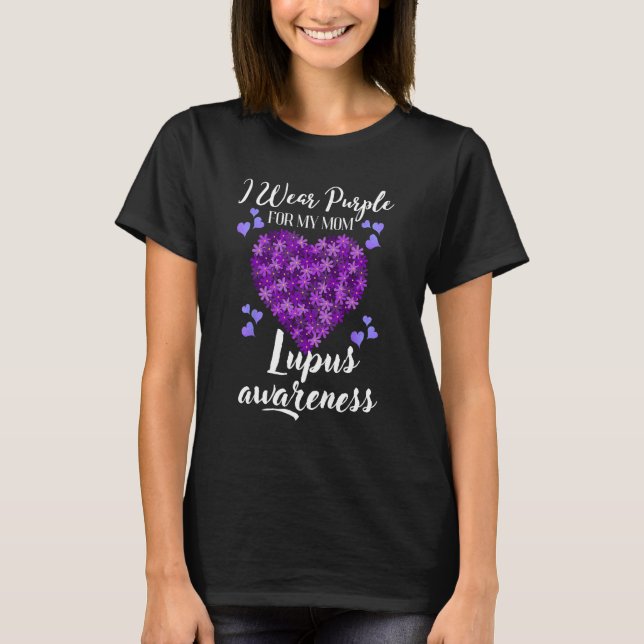 I Wear Purple For My Mom Lupus Awareness Butterfly T-Shirt (Vorderseite)
