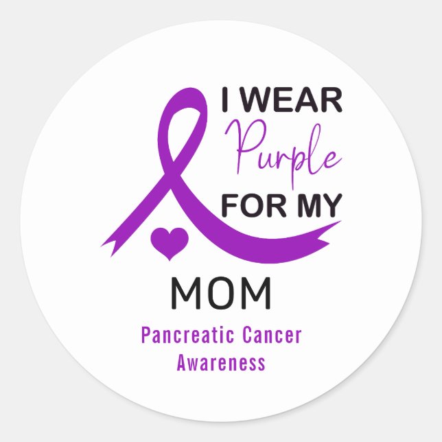 I Wear Purple For My Mom Pancreatic Cancer Runder Aufkleber (Vorderseite)