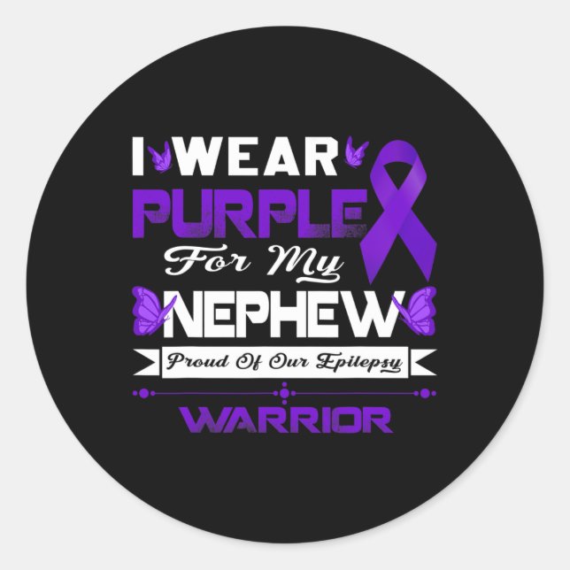 I Wear Purple For My Nephew Proud Of Our Epilepsy  Runder Aufkleber (Vorderseite)