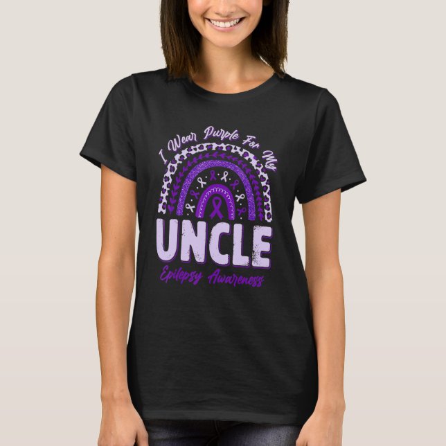 I Wear Purple For My Uncle Epilepsy Awareness Rain T-Shirt (Vorderseite)