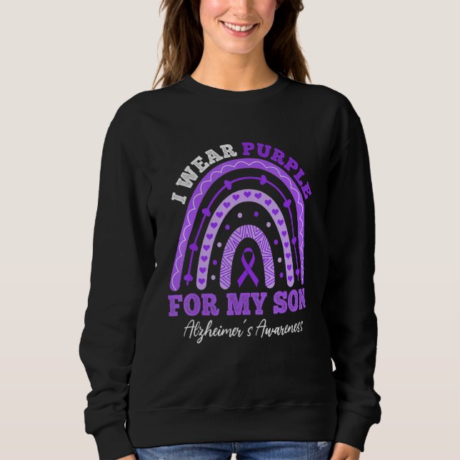 I Wear Purple For Son Alzheimer's Awareness Rainbo Sweatshirt (Vorderseite)