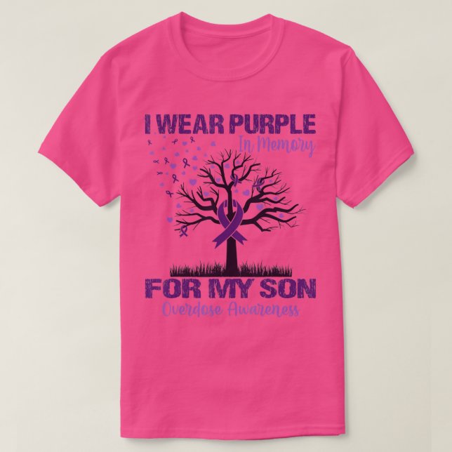 I Wear Purple In Memory For My Son Overdose Awaren T-Shirt (Design vorne)