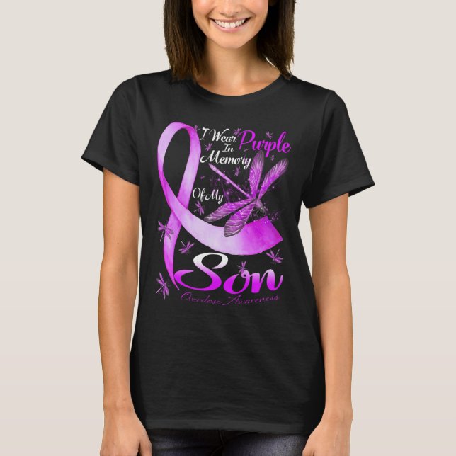 I Wear Purple In Memory For My Son Overdose Awaren T-Shirt (Vorderseite)
