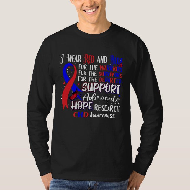 I Wear Red Blue Ribbon For CHD Awareness Hope Supp T-Shirt (Vorderseite)