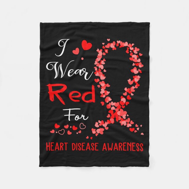 I Wear Red For Heart Disease Awareness  Fleecedecke (Vorderseite)
