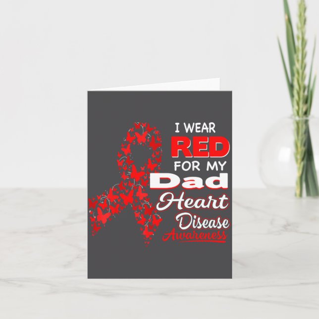 I Wear Red For My Dad Heart Disease Awareness Shir Karte (Vorderseite)