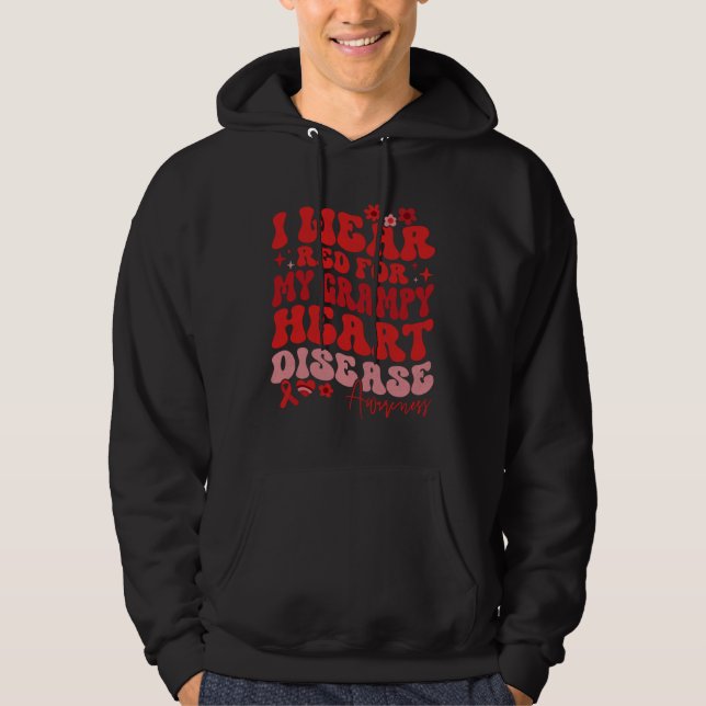 I Wear Red For My Grampy Heart Disease Saying Hoodie (Vorderseite)