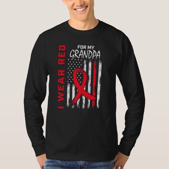 I Wear Red For My Grandpa Heart Disease Awareness  T-Shirt (Vorderseite)