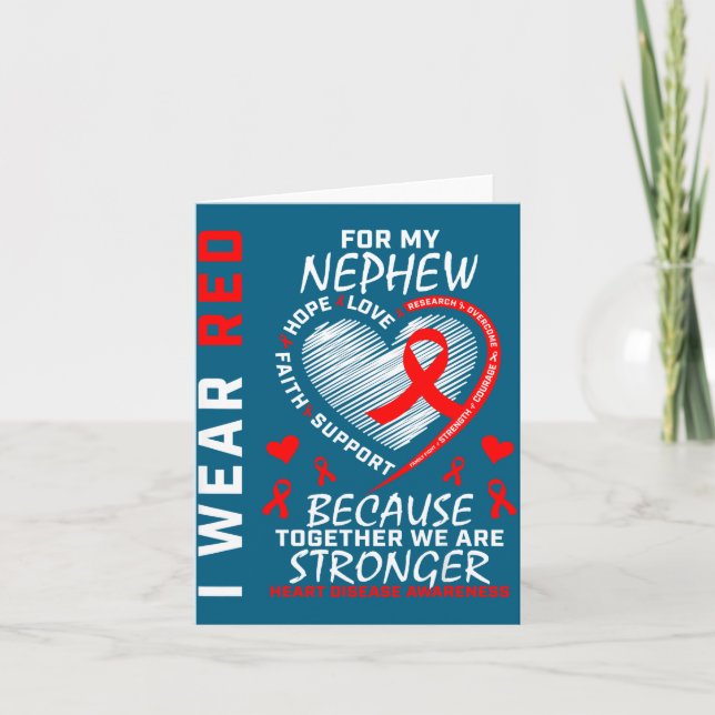 I Wear Red For My Nephew Heart Disease Awareness  Karte (Vorderseite)