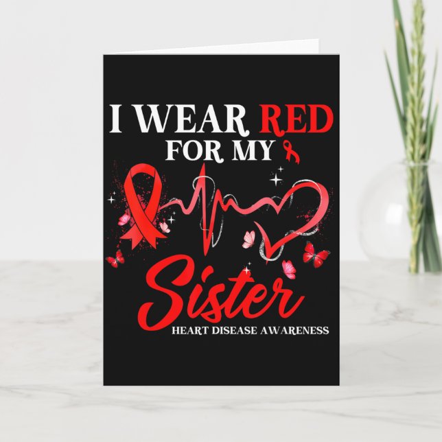I Wear Red For My Sister Heart Disease Awareness R Karte (Vorderseite)