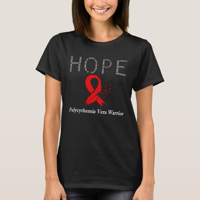 I Wear Red For Polycythemia Vera Awareness Warrior T-Shirt (Vorderseite)