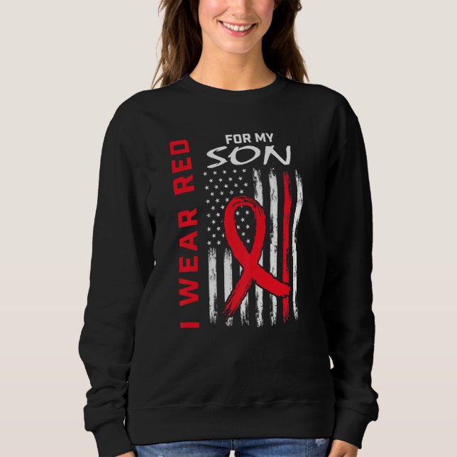 I Wear Red Son Heart Disease Awareness Flag Matchi Sweatshirt (Vorderseite)