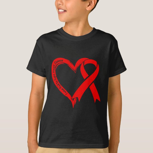 I Wear Red To Fight Heart Disease Awareness Heart  T-Shirt (Vorderseite)