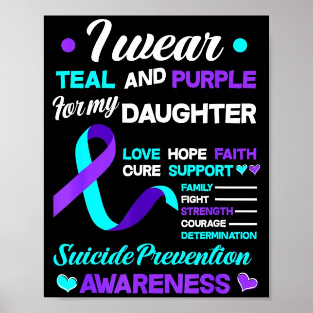 I Wear Teal &amp; Purple For My Daughter Suicide P Poster (Vorne)