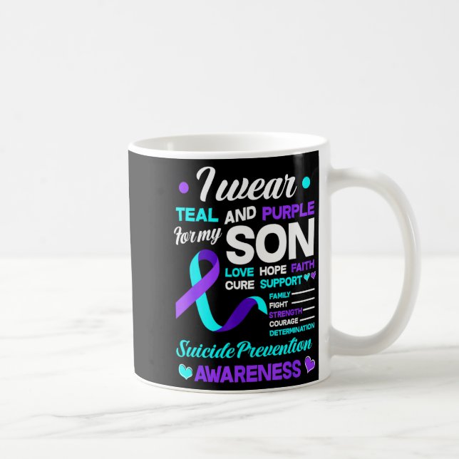 I Wear Teal &amp; Purple For My Son Suicide Preven Kaffeetasse (Rechts)