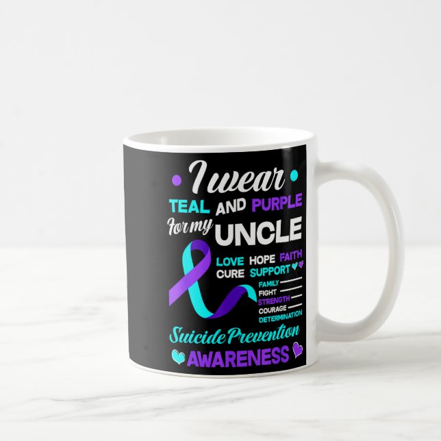 I Wear Teal &amp; Purple For My Uncle Suicide Prev Kaffeetasse (Rechts)
