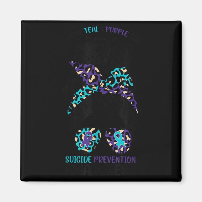 I Wear Teal &amp; Purple For Suicide Prevention Aw Magnet (Vorne)