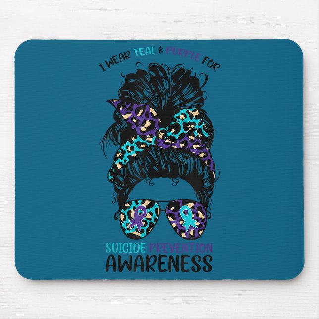 I Wear Teal &amp; Purple For Suicide Prevention Aw Mousepad (Vorne)