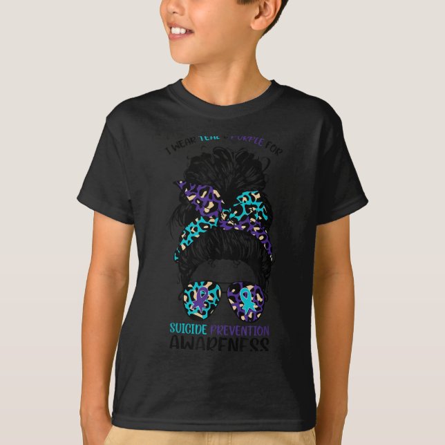 I Wear Teal &amp; Purple For Suicide Prevention Aw T-Shirt (Vorderseite)