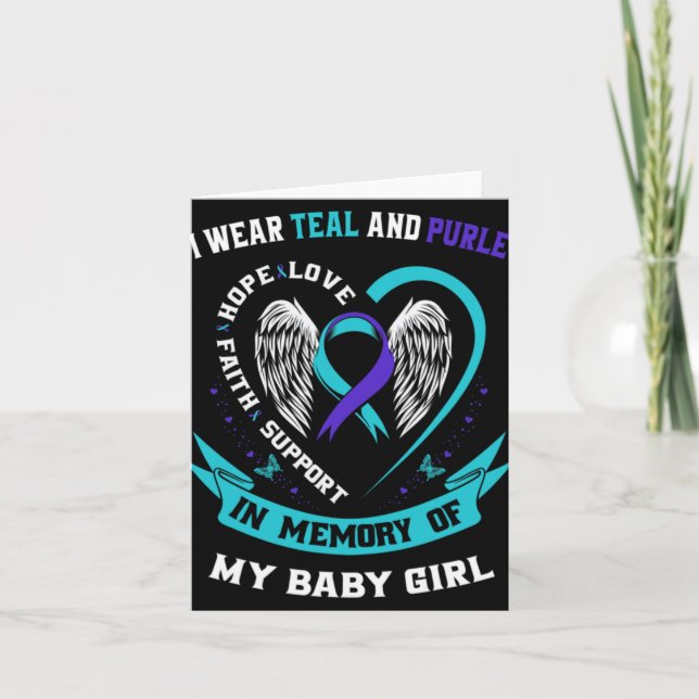 I Wear Teal And Purple Baby Suicide Awareness Ribb Karte (Vorderseite)