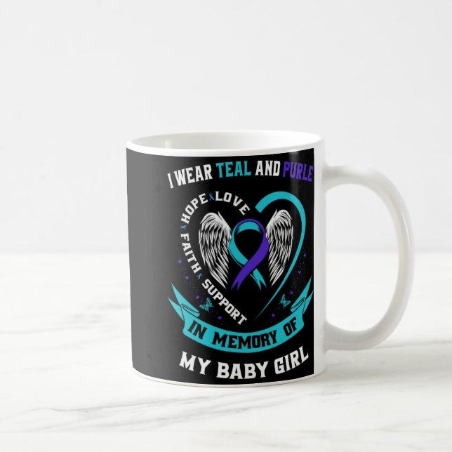 I Wear Teal And Purple By Suicide Awareness Ribbon Kaffeetasse (Rechts)
